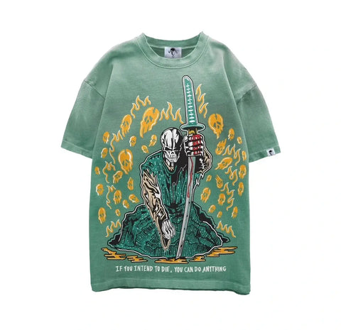 Warren Lotas Orange Skulls Green Tee