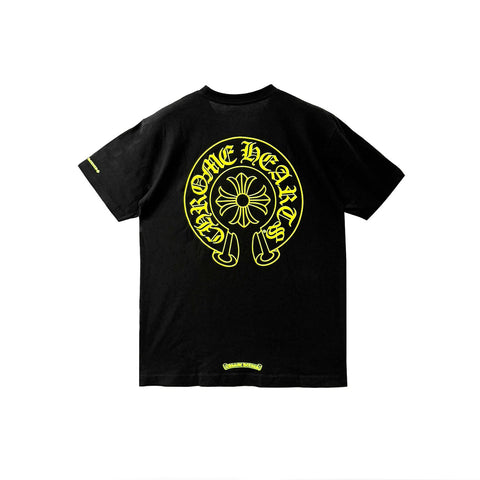 Chrome Hearts Neon Yellow Horseshoe Black Tee