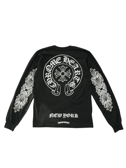 Chrome Hearts NYC Floral Horseshoe Black L/S