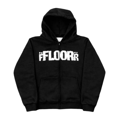 Floor 914 Rhinestone Logo Black Zip Up