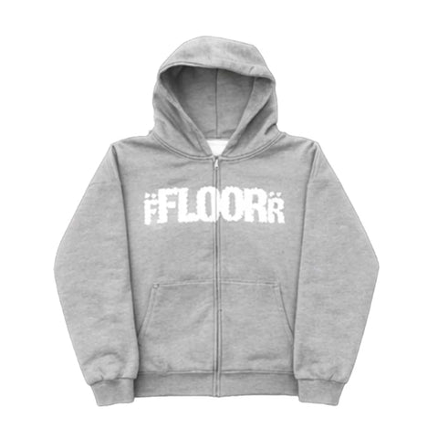 Floor 914 Rhinestone Logo Grey Zip Up