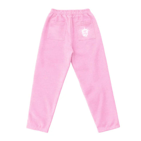 Floor 914 Rhinestone Logo Pink Sweatpants