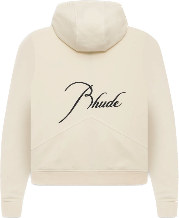 Rhude Embroidered Zip Up Cream Hoodie