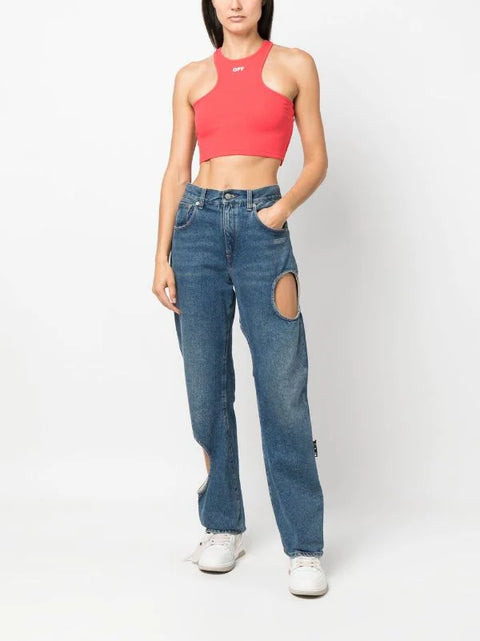 Off White Red Tank Top