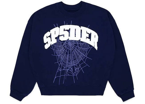 Sp5der Blue Web Crewneck