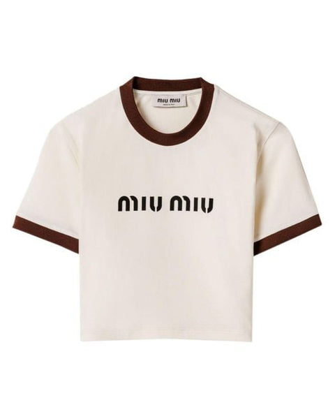 Miu Miu Jersey Logo Natural/Brown Tee