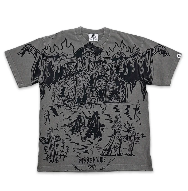 Warren Lotas Bobbed Wire Grey Tee