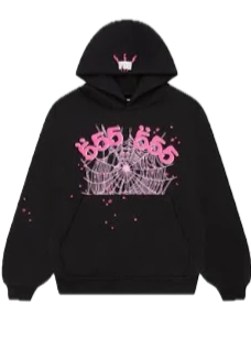 Sp5der Black/Pink Angel Number Hoodie