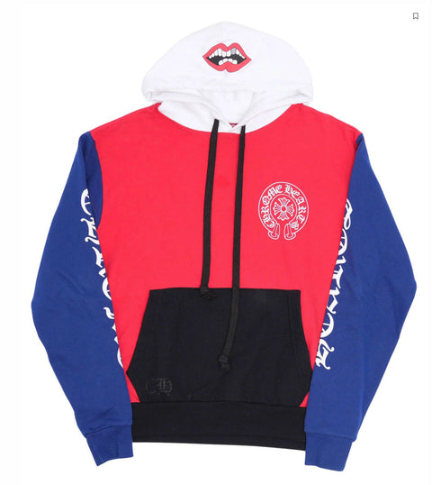 Chrome Hears Color Blocked Horseshoe Red/Blue/Black Hoodie