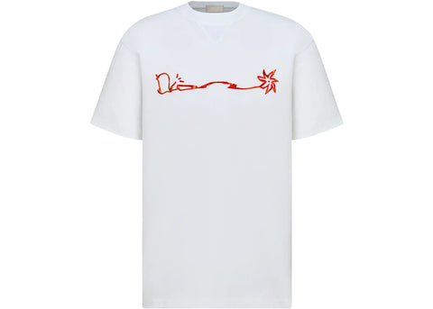 Cactus Jack Dior Fire Red Logo Tee White